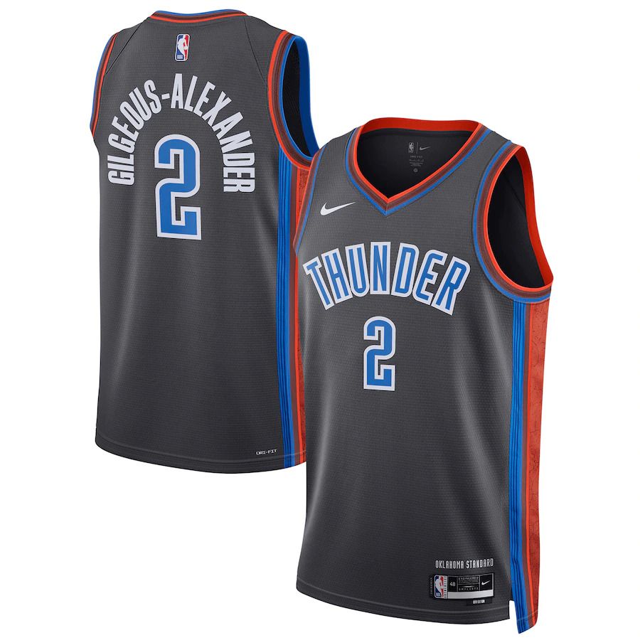 Men Oklahoma City Thunder #2 Shai Gilgeous-Alexander Nike Gray City Edition 2022-23 Swingman NBA Jersey